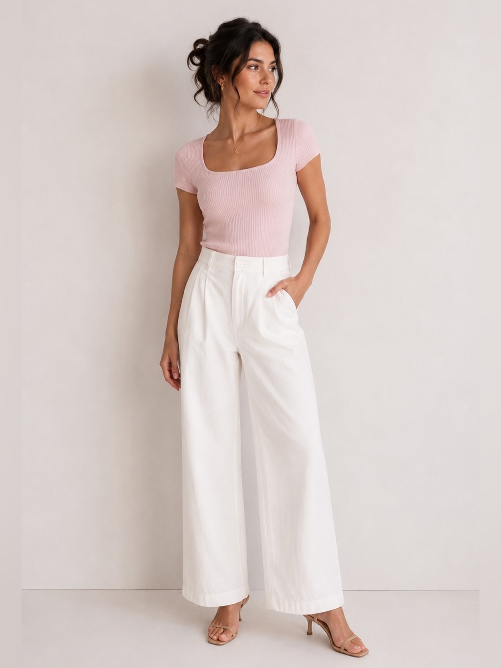 NWT Madewell The Harlow Wide-Leg Trouser Jeans in Tile White Size 31